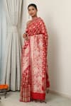 Buy_Neitri_Red Banarasi Silk Woven Floral Butti Padma Saree _Online_at_Aza_Fashions