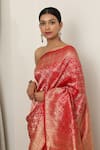 Neitri_Red Banarasi Silk Woven Geometric Nithya-yuvrani Checkered Saree _Online_at_Aza_Fashions