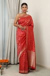 Buy_Neitri_Red Banarasi Silk Woven Floral Vine Sheeba Meenakari Saree _at_Aza_Fashions