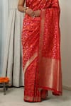 Neitri_Red Banarasi Silk Woven Floral Vine Sheeba Meenakari Saree _Online_at_Aza_Fashions