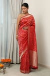 Buy_Neitri_Red Banarasi Silk Woven Floral Vine Sheeba Meenakari Saree _Online_at_Aza_Fashions