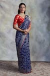 Shop_Neitri_Blue Banarasi Silk Woven Floral Vine Anisha Jamdani Saree _at_Aza_Fashions