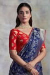 Neitri_Blue Banarasi Silk Woven Floral Vine Anisha Jamdani Saree _Online_at_Aza_Fashions