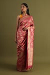 Buy_Neitri_Pink Banarasi Silk Woven Floral Geometric Saanvi Saree _at_Aza_Fashions