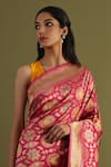 Neitri_Pink Banarasi Silk Woven Floral Geometric Saanvi Saree _Online_at_Aza_Fashions