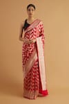 Buy_Neitri_Red Banarasi Silk Woven Floral Vine Reva Blossom Saree _at_Aza_Fashions