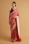 Neitri_Red Banarasi Silk Woven Floral Vine Reva Blossom Saree _Online_at_Aza_Fashions