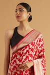 Buy_Neitri_Red Banarasi Silk Woven Floral Vine Reva Blossom Saree _Online_at_Aza_Fashions