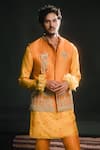 Shop_Masaba_Yellow Bundi Heavy Raw Silk Embroidery Gul Jharokha The Son Patissa Kurta Set _at_Aza_Fashions