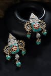 Mero Jewellery_Multi Color Kundan Floral Carved Centre Earrings _Online_at_Aza_Fashions