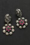 Buy_Mero Jewellery_Pink Imitation Diamonds Peacock Kundan Studded Earrings _at_Aza_Fashions
