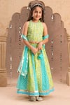 Buy_LIL DRAMA_Green Cambric Print Floral Jaipur Lehenga Blouse Set _at_Aza_Fashions