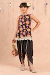 Buy_LIL DRAMA_Black 100% Cotton Print Floral Bloom Kurta With Dhoti Pant _at_Aza_Fashions