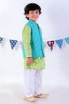 LIL DRAMA_Green Cambric Print Floral Bloom Butti Bundi Kurta Set _Online_at_Aza_Fashions