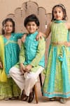 Buy_LIL DRAMA_Green Cambric Print Floral Bloom Butti Bundi Kurta Set 