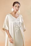 Buy_AK-OK_Off White Embellished Pearl Leaf Neck Kaftan 