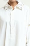 Shop_AK-OK_White Embellished Studs Collar Shirt Dress _Online_at_Aza_Fashions