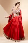 Anamika Khanna_Red Embroidered Sweetheart Blouse Lehenga Set _at_Aza_Fashions