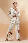 Anamika Khanna_White Printed Floral Notched Lapel Blazer And Pant Co-ord Set _at_Aza_Fashions