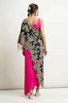 Shop_Anamika Khanna_Pink Embroidered Floral Cape One Shoulder And Draped Skirt Set _at_Aza_Fashions