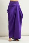 Buy_Anamika Khanna_Purple Embroidered U Neck Cape With Draped Skirt Set _Online_at_Aza_Fashions