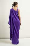 Anamika Khanna_Purple Embroidered U Neck Cape With Draped Skirt Set _at_Aza_Fashions