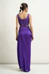 Buy_Anamika Khanna_Purple Embroidered U Neck Cape With Draped Skirt Set 