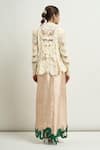 Shop_Anamika Khanna_Ivory Embroidered Lace Stand Collar Godet Jacket And Draped Skirt Set _at_Aza_Fashions