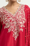 Buy_Mrunalini Rao_Red Embroidered Floral Scalloped V Kurta Palazzo Set 