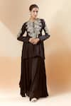 Buy_Mrunalini Rao_Black Embroidered Paisley Round Kurta And Palazzo Set _at_Aza_Fashions