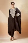 Buy_Mrunalini Rao_Black Embroidered Paisley Round Kaftan And Pant Set _at_Aza_Fashions