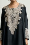 Mrunalini Rao_Black Embroidered Paisley Round Kaftan And Pant Set _at_Aza_Fashions