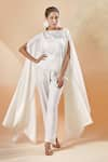 Buy_431-88 by Shweta Kapur_White Solid Asymmetric Hem Cape _at_Aza_Fashions