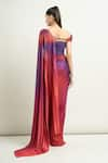 Shop_Amit Aggarwal_Red 3d Structures Plunged Ombre Draped Dress _at_Aza_Fashions