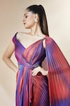 Buy_Amit Aggarwal_Red 3d Structures Plunged Ombre Draped Dress 