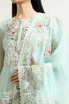 Buy_Anamika Khanna_Blue Embroidery Floral Round Kurta Sharara Set 