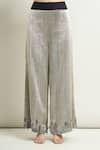 Buy_Anamika Khanna_Silver Peak Lapel Metallic Frayed Blazer And Pant Set _Online_at_Aza_Fashions