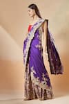 Buy_Anamika Khanna_Purple Embroidery Floral Sharara Saree With Unstitched Blouse Piece _Online_at_Aza_Fashions