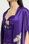 Buy_Anamika Khanna_Purple Embroidery Sweetheart Cape And Draped Skirt Set _Online_at_Aza_Fashions