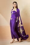 Anamika Khanna_Purple Embroidery Sweetheart Cape And Draped Skirt Set _at_Aza_Fashions