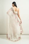 Shop_Anushree Reddy_Ivory Organza Embroidery Floral Saree With Unstitched Blouse Piece _at_Aza_Fashions