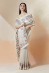 Anushree Reddy_Ivory Organza Embroidery Floral Saree With Unstitched Blouse Piece _at_Aza_Fashions