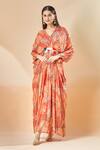 Buy Archana Shah Red Printed Floral V Neck Moroccan Shimmer Kaftan at Aza Fashions Buy_Archana Shah_Red Printed Floral V Neck Moroccan Shimmer Kaftan _at_Aza_Fashions