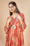 Shop Archana Shah Red Printed Floral V Neck Moroccan Shimmer Kaftan Online at Aza Fashions Shop_Archana Shah_Red Printed Floral V Neck Moroccan Shimmer Kaftan _Online_at_Aza_Fashions