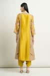 Shop_Debyani + Co_Yellow Printed Floral Round Embroidered A-line Kurta Set _at_Aza_Fashions