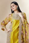 Debyani + Co_Yellow Printed Floral Round Embroidered A-line Kurta Set _at_Aza_Fashions