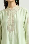 Buy_Sheetal Batra_Green Embroidery Mandarin Aadirah Kurta And Dhoti Pant Set _Online_at_Aza_Fashions