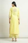 Shop_Sheetal Batra_Yellow Embroidery Mandarin Aadirah Kurta And Palazzo Set _at_Aza_Fashions