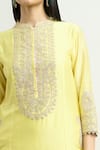 Buy_Sheetal Batra_Yellow Embroidery Mandarin Aadirah Kurta And Palazzo Set _Online_at_Aza_Fashions