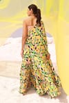 Shop_MEHER BY ISLIE_Green Natural Crepe Printed Lemon Zest Sweetheart Neck Drape Palazzo Set _at_Aza_Fashions